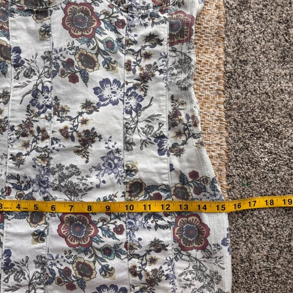 Guess Floral Denim Corset Dress Womens Size 1 White Lace Up Bodycon Mini - Picture 9 of 14